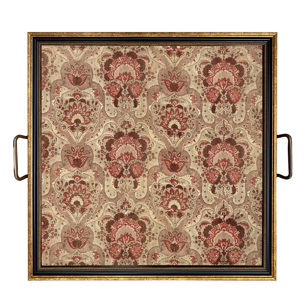 Trays & Barware Cottagecore 18th C. French Fabric Print Decorative Tray with B ...