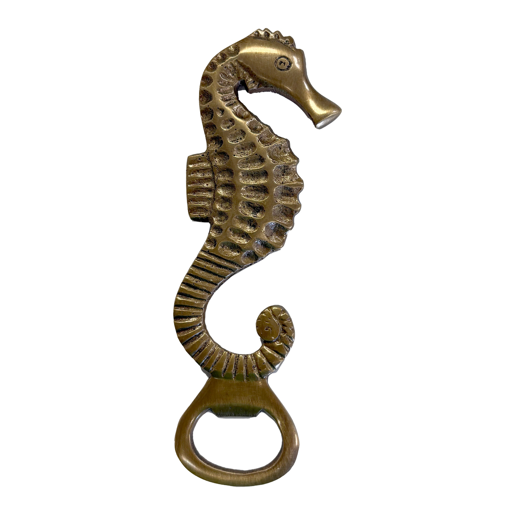 Nautical Decor & Souvenirs Nautical 6″ Antiqued Solid Brass Sea Horse Bottle Ope ...