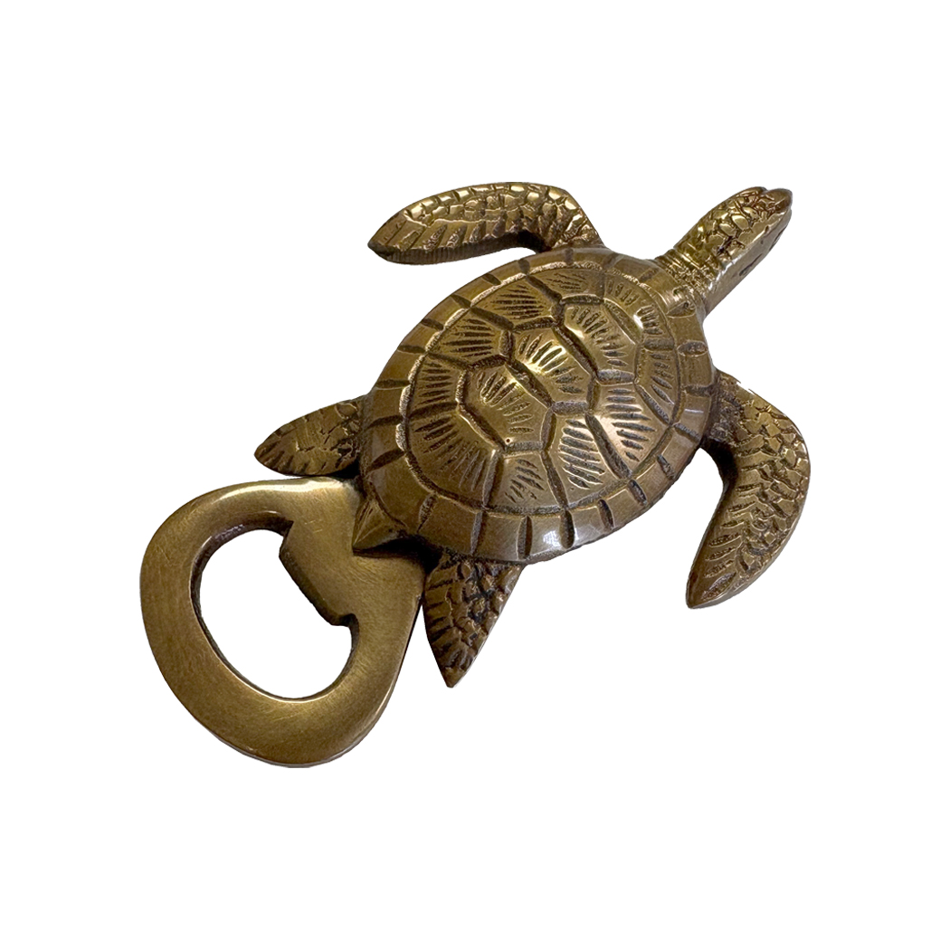 Nautical Decor & Souvenirs Nautical 4-3/4″ Antiqued Solid Brass Sea Turtle Bottl ...
