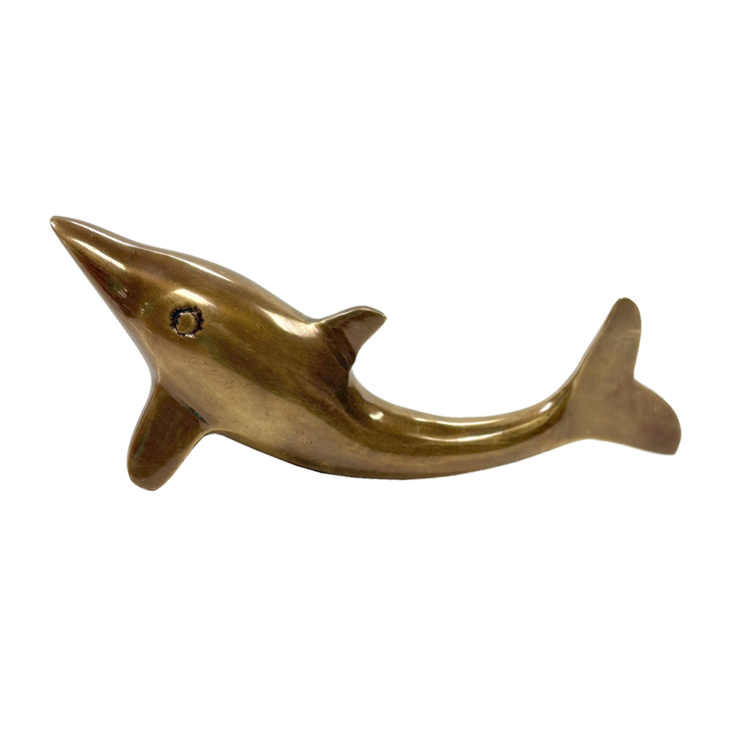 Nautical Decor & Souvenirs Nautical 5″ Antiqued Solid Brass Dolphin Paperweight  ...
