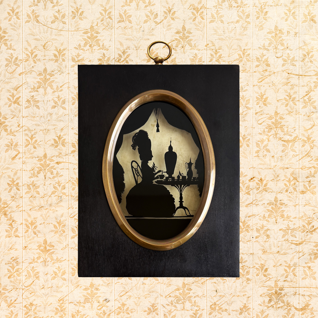 Decor Early American 8-1/2″ Tea Time Reverse Printed Framed Silho ...