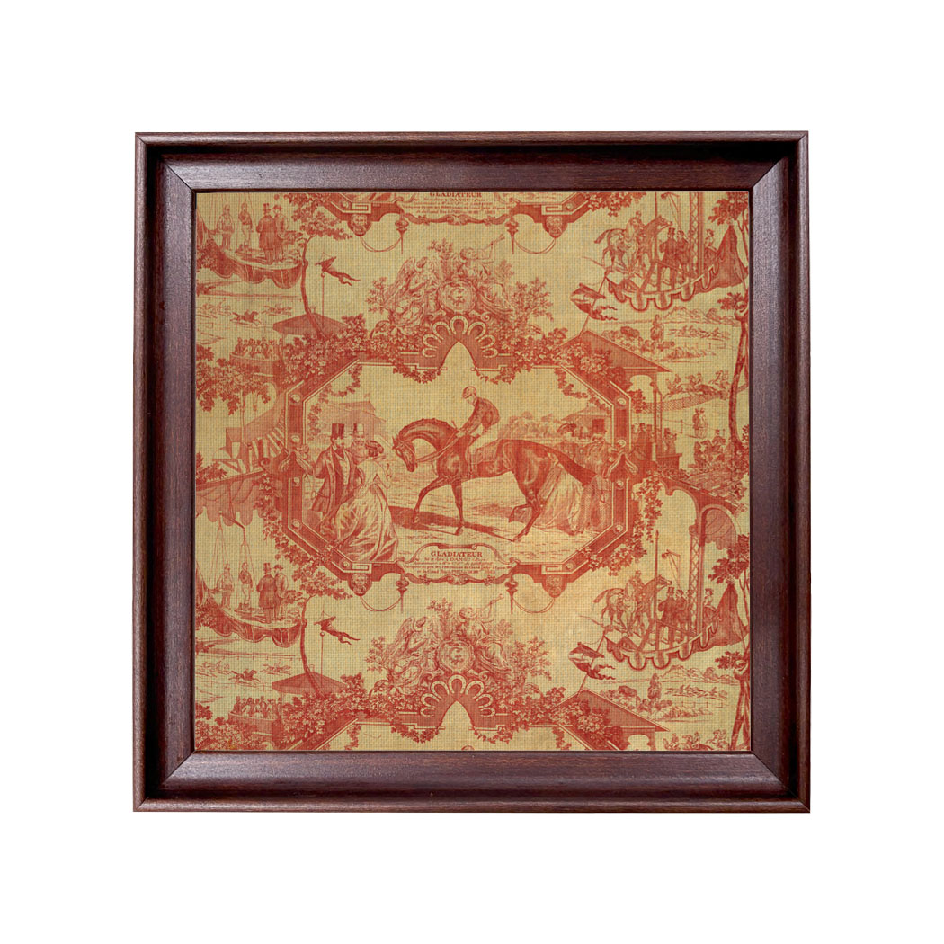 Equestrian/Fox Decorative Tray Vintage Style Framed Equestrian Red Toile Print ...