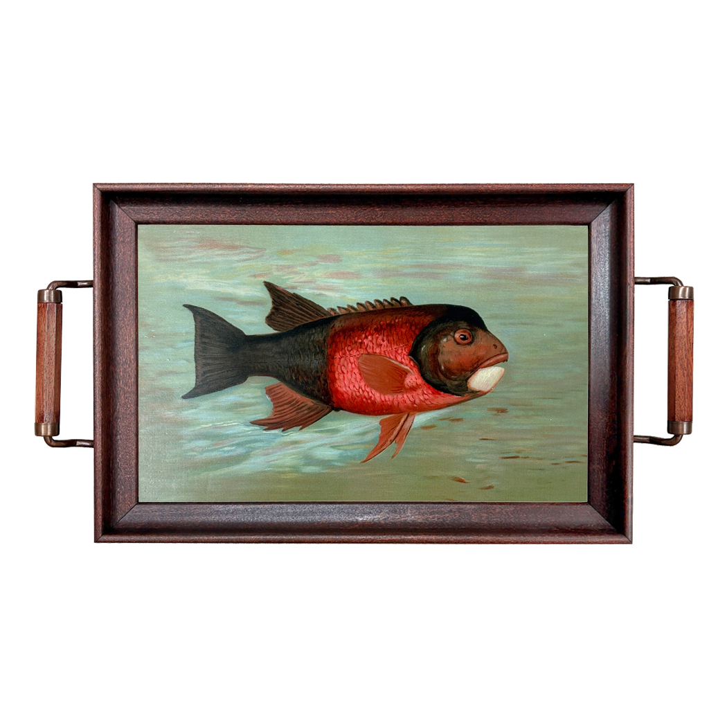 Lodge & Equestrian Decor California Sheepshead Decorative Wood Tray with Wo ...