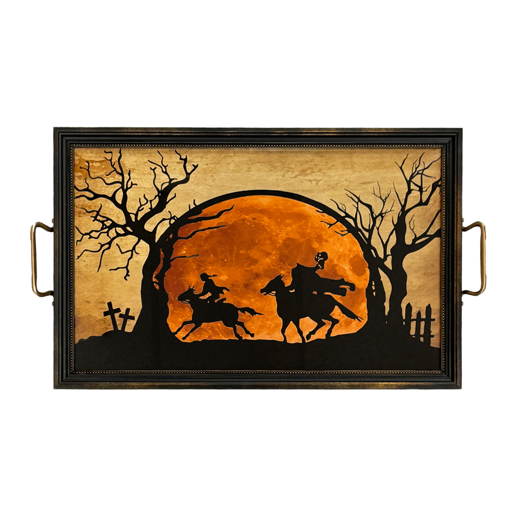 Framed Silhouettes Decorative Tray Sleepy Hollow Headless Horseman Decorative Tray wi ...