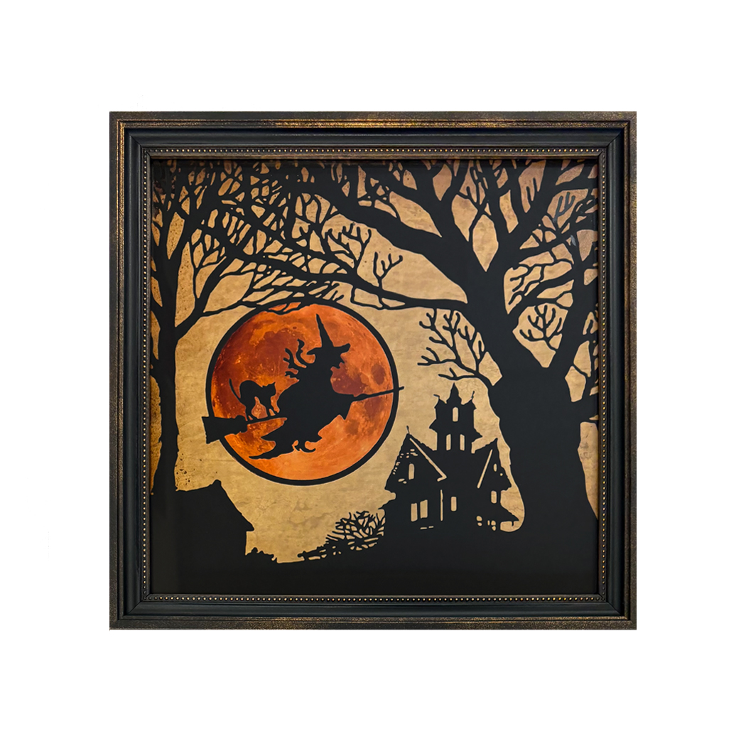 Framed Silhouettes Halloween Vintage Style Halloween Witch Framed Silhouette Ar ...