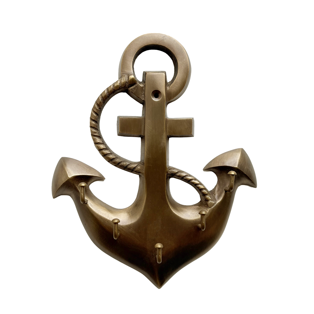 Decor Antiqued Brass Anchor Key Holder, 7-1/2″ ...