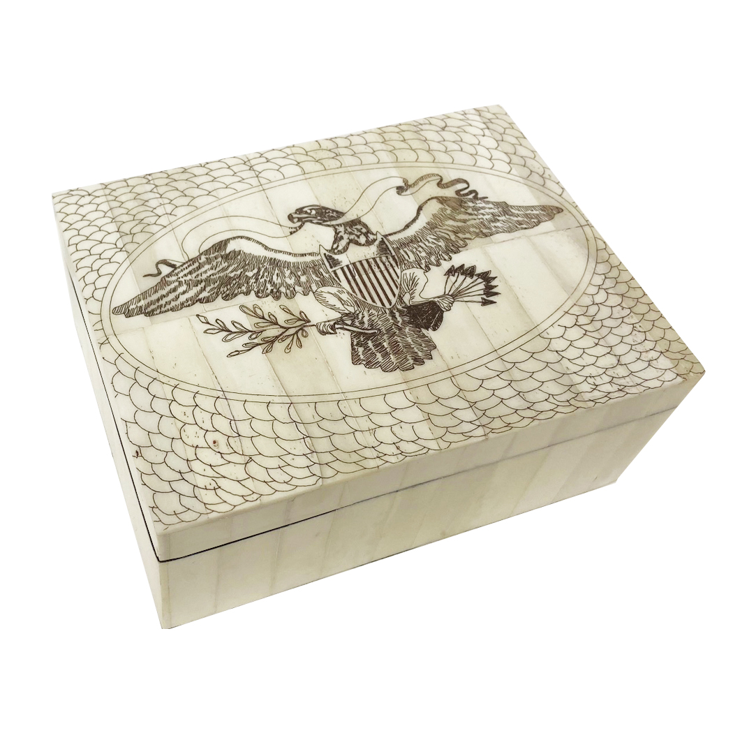 Scrimshaw/Horn & Bone Boxes Early American 6-1/2″ Eagle Scrimshaw Decorative Bone Box ... Scrimshaw/Horn & Bone Boxes Early American 6-1/2″ Eagle Scrimshaw Decorative Bone Box ...
