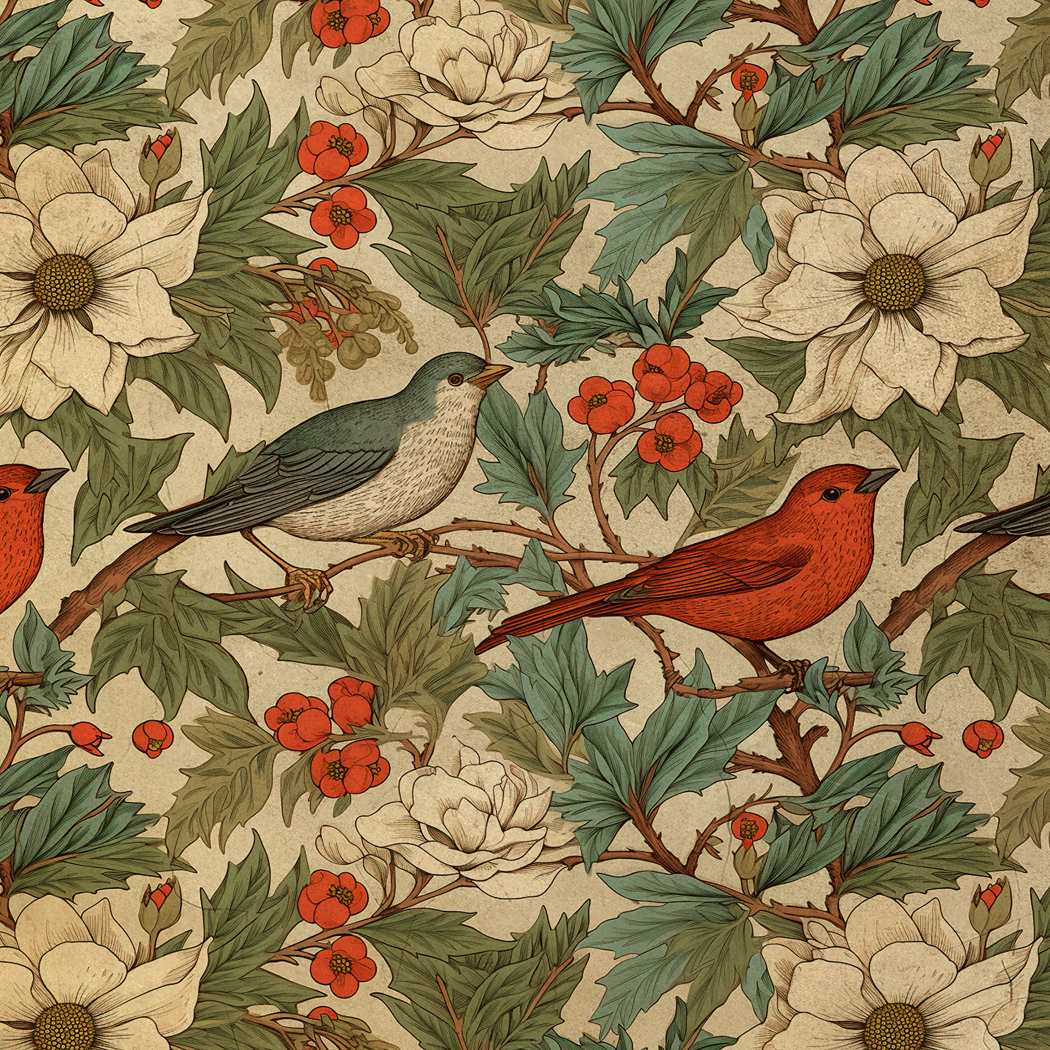 Christmas Decor Christmas Birds and Poinsettias Christmas Wood and Glass Tra ...