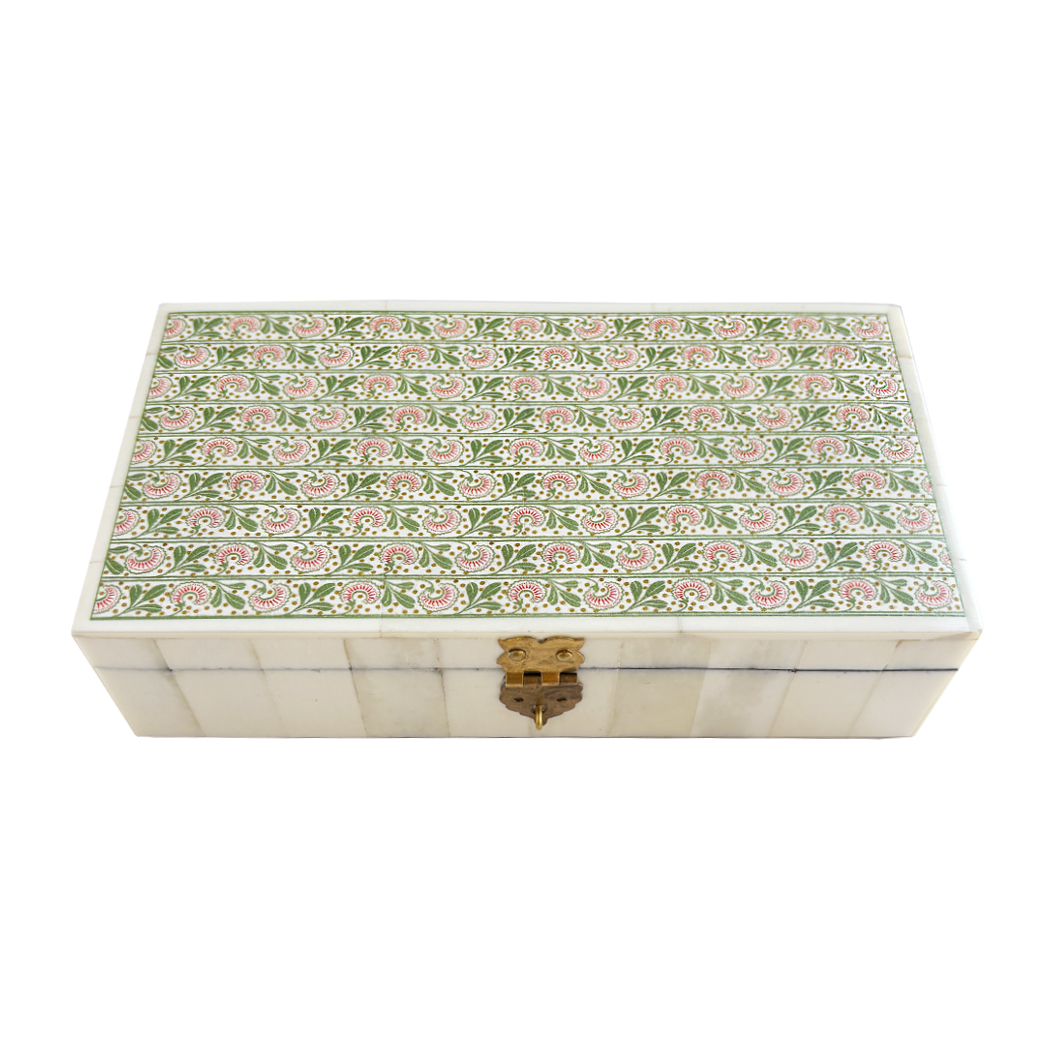 Decorative Boxes Decorative Boxes 6-1/4″ Thistle and Sprigs Printed Trinket Bo ...