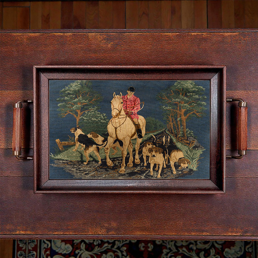 Lodge & Equestrian Decor Equestrian Fox Hunt Tapestry Wood and Glass Tray ... Lodge & Equestrian Decor Equestrian Fox Hunt Tapestry Wood and Glass Tray ...