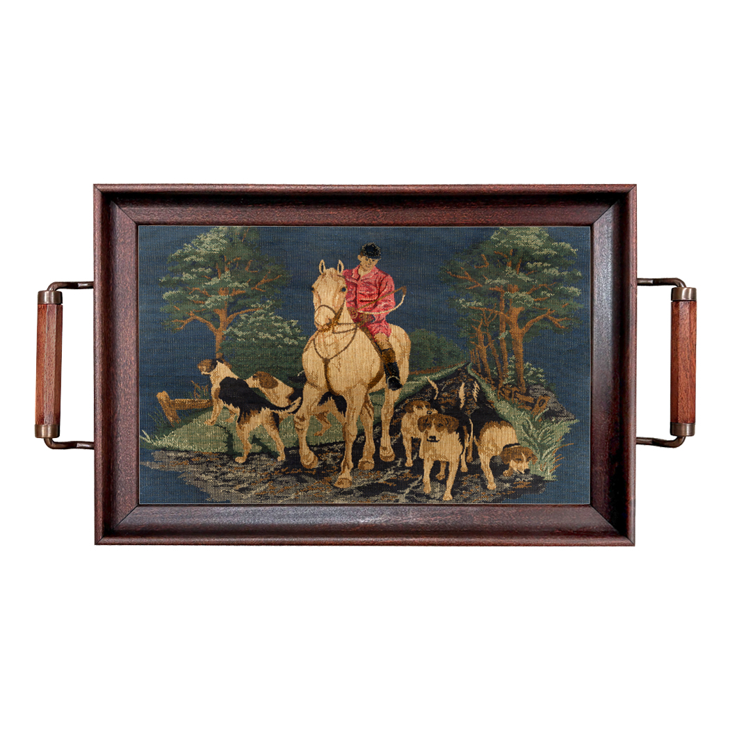 Lodge & Equestrian Decor Equestrian Fox Hunt Tapestry Wood and Glass Tray ... Lodge & Equestrian Decor Equestrian Fox Hunt Tapestry Wood and Glass Tray ...