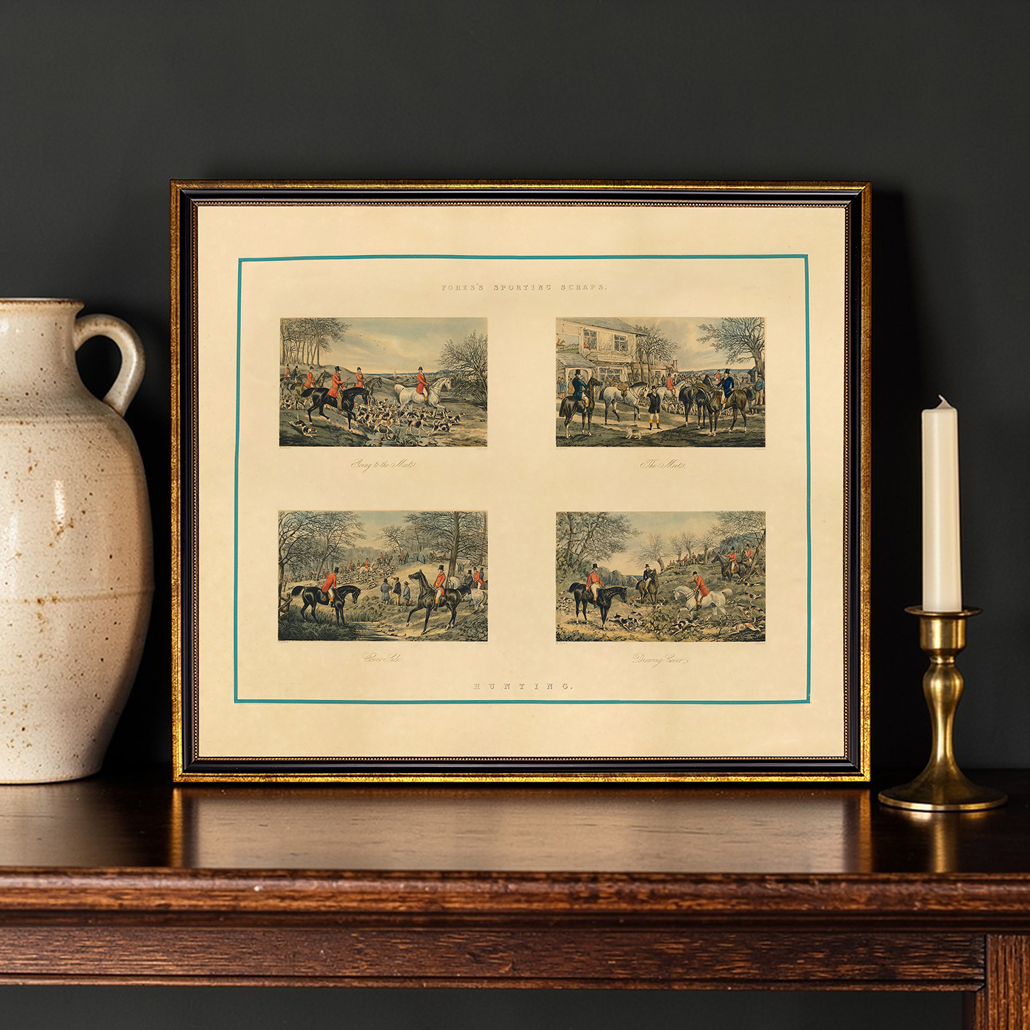 Equestrian/Fox Equestrian Vintage Sporting Scenes Framed Print Behind Glass Equestrian/Fox Equestrian Vintage Sporting Scenes Framed Print Behind Glass