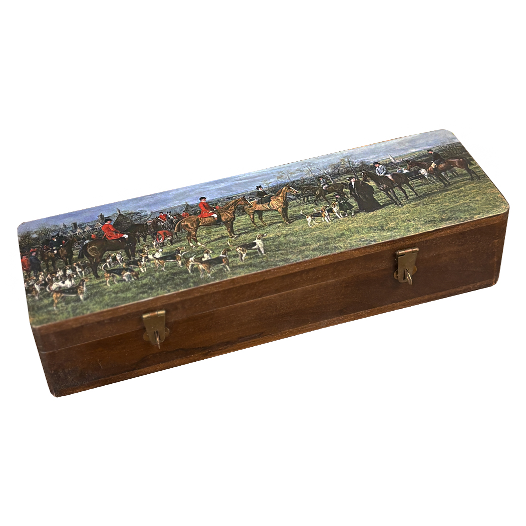 Writing Boxes & Travel Trunks Early American Equestrian Fox Hunt Writing Box with Accessories ...