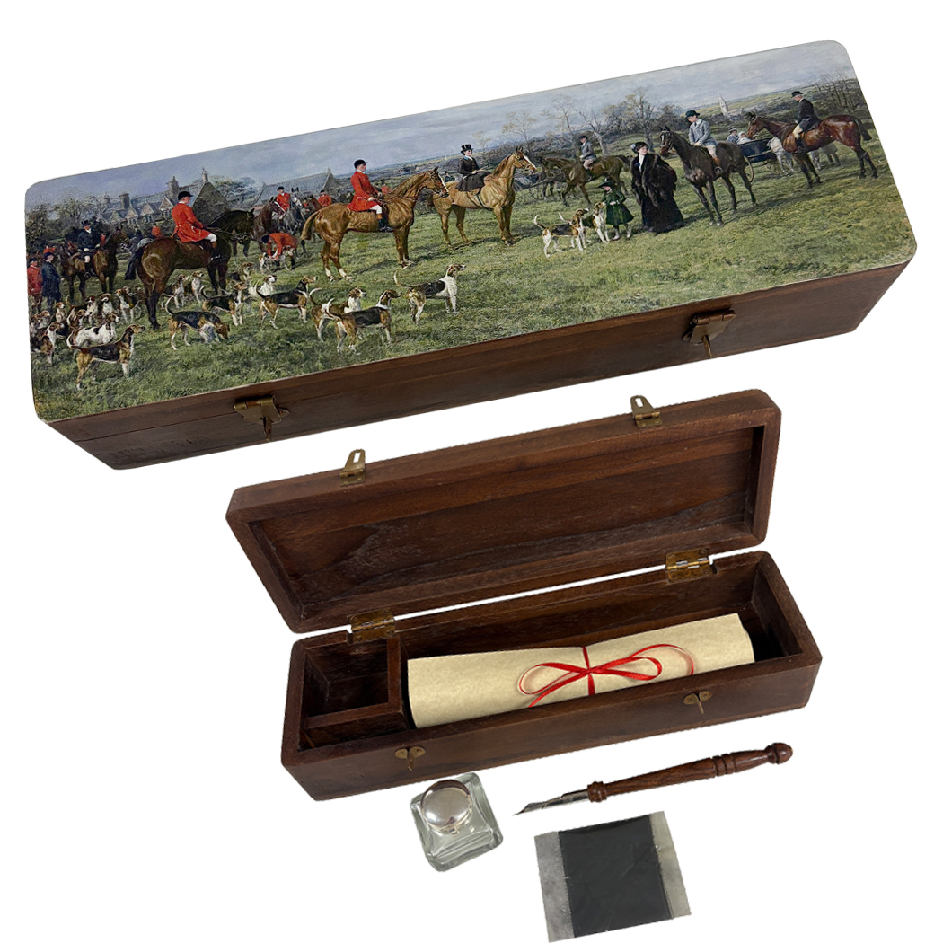 Writing Boxes & Travel Trunks Early American Equestrian Fox Hunt Writing Box with Accessories ...