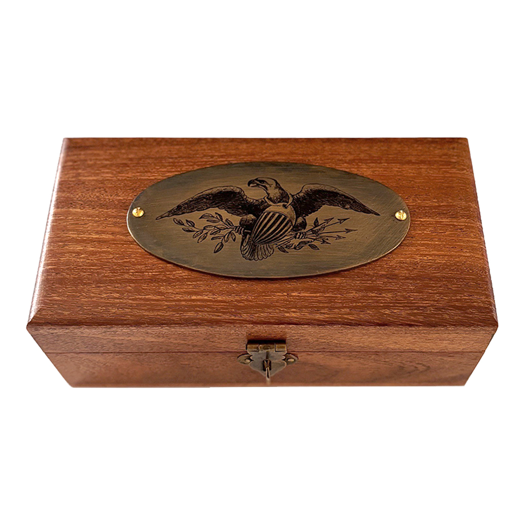 Decorative Boxes Revolutionary/Civil War 6-1/4″ Wood Box with Antiqued Brass Bald Eag ...