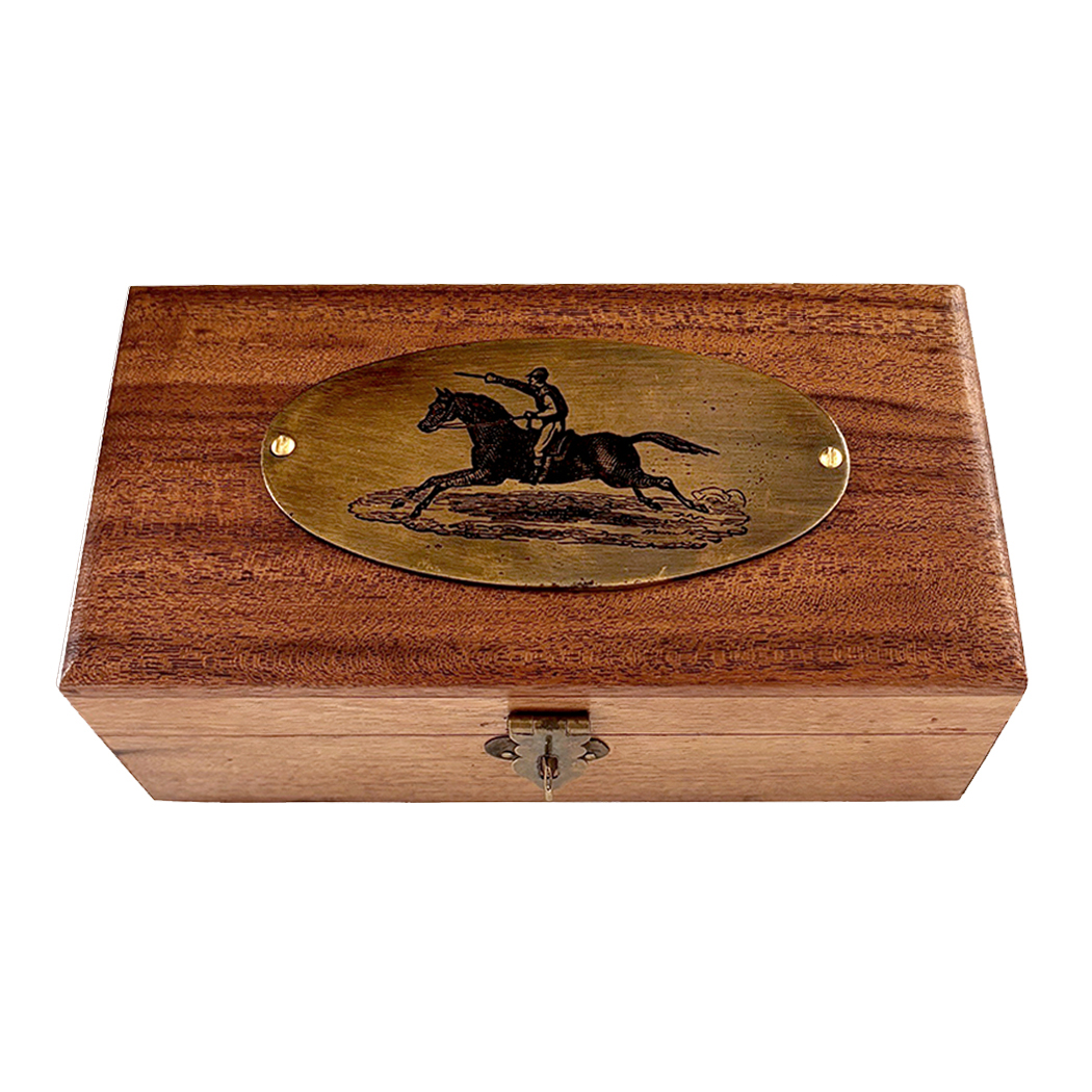 Decorative Boxes Equestrian 6-1/4″ Wood Box with Horse and Rider Antique ...