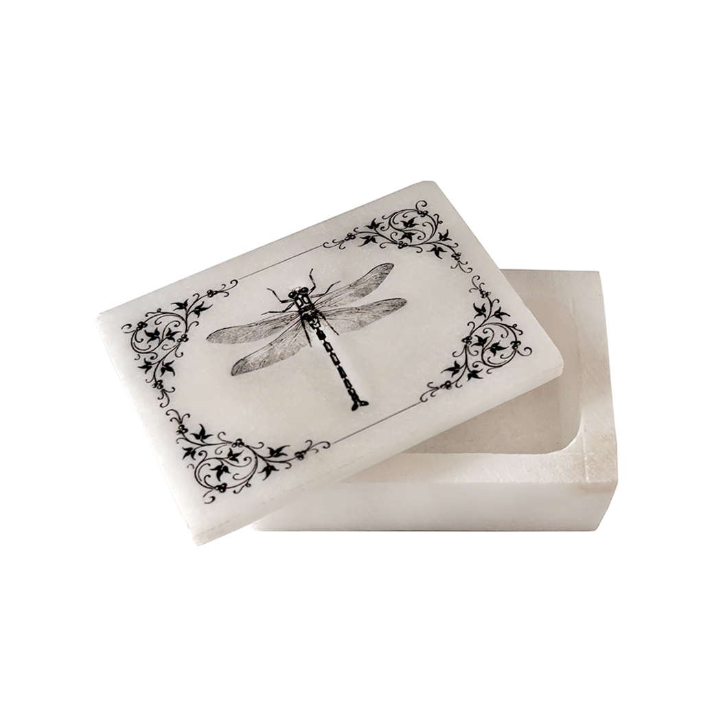 Decorative Boxes Botanical/Zoological 3″ Dragonfly with Vine Border White Soapstone Decorative Box Decorative Boxes Botanical/Zoological 3″ Dragonfly with Vine Border White Soapstone Decorative Box