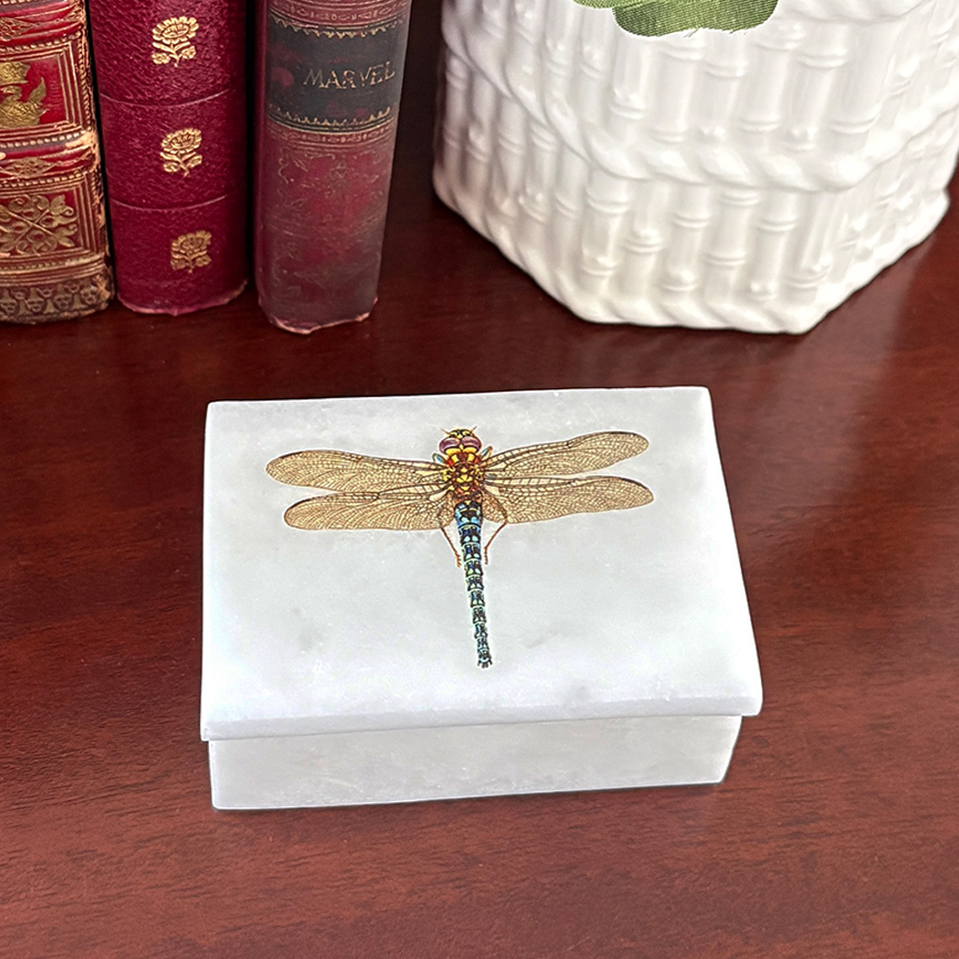 Decorative Boxes Botanical/Zoological 3″ Dragonfly White Soapstone Decorative Box ...
