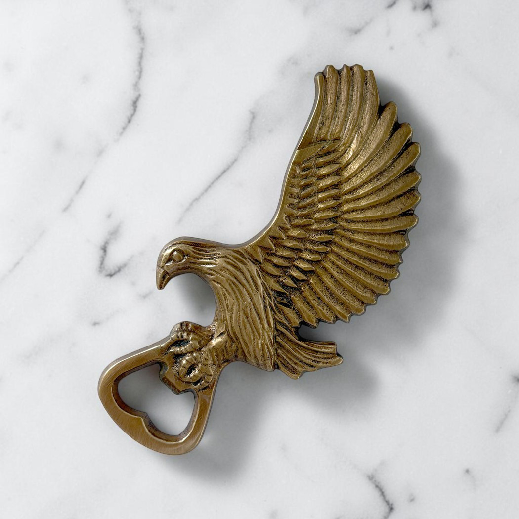 Trays & Barware Cabin/Lodge 5-1/4″ Antiqued Brass Eagle Bottle Opener ...