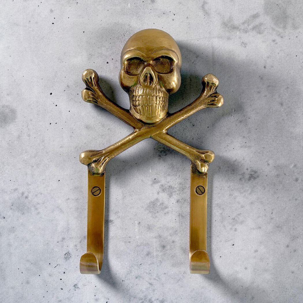 Nautical Decor & Souvenirs Nautical 6″ Antiqued Brass Skull and Crossbones Wall  ...