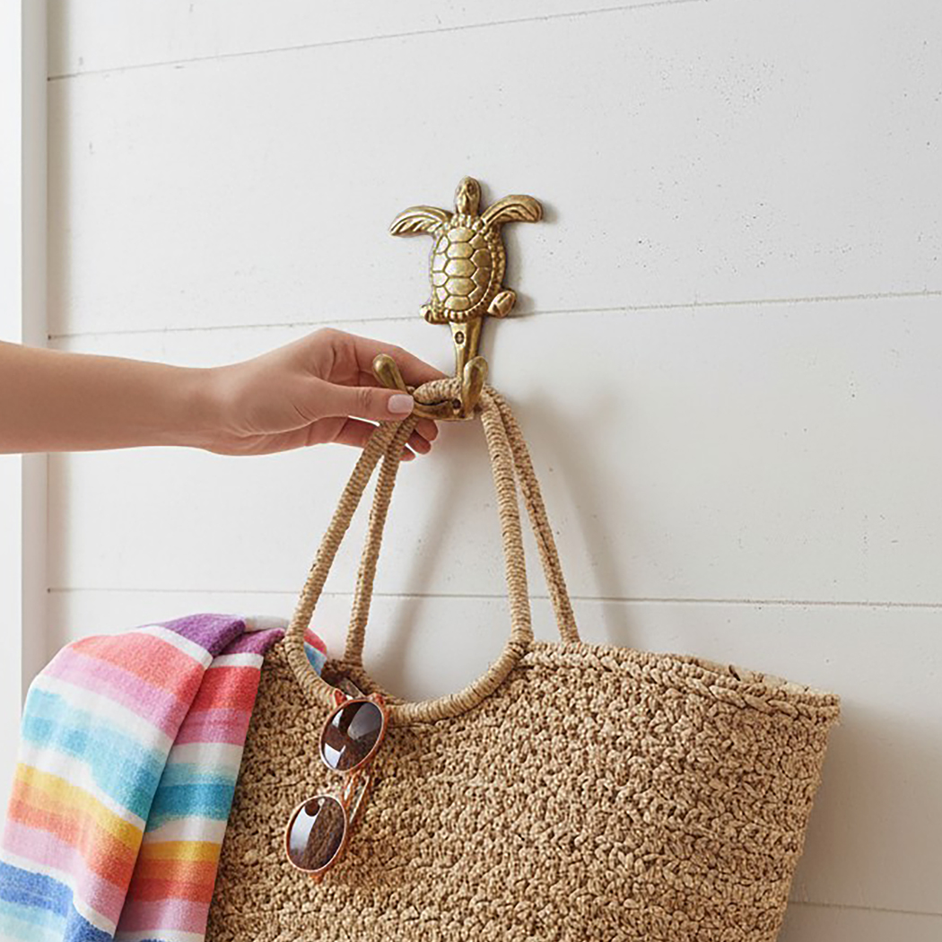 Nautical Decor & Souvenirs Nautical 4″ Antiqued Brass Sea Turtle Wall Hook ...