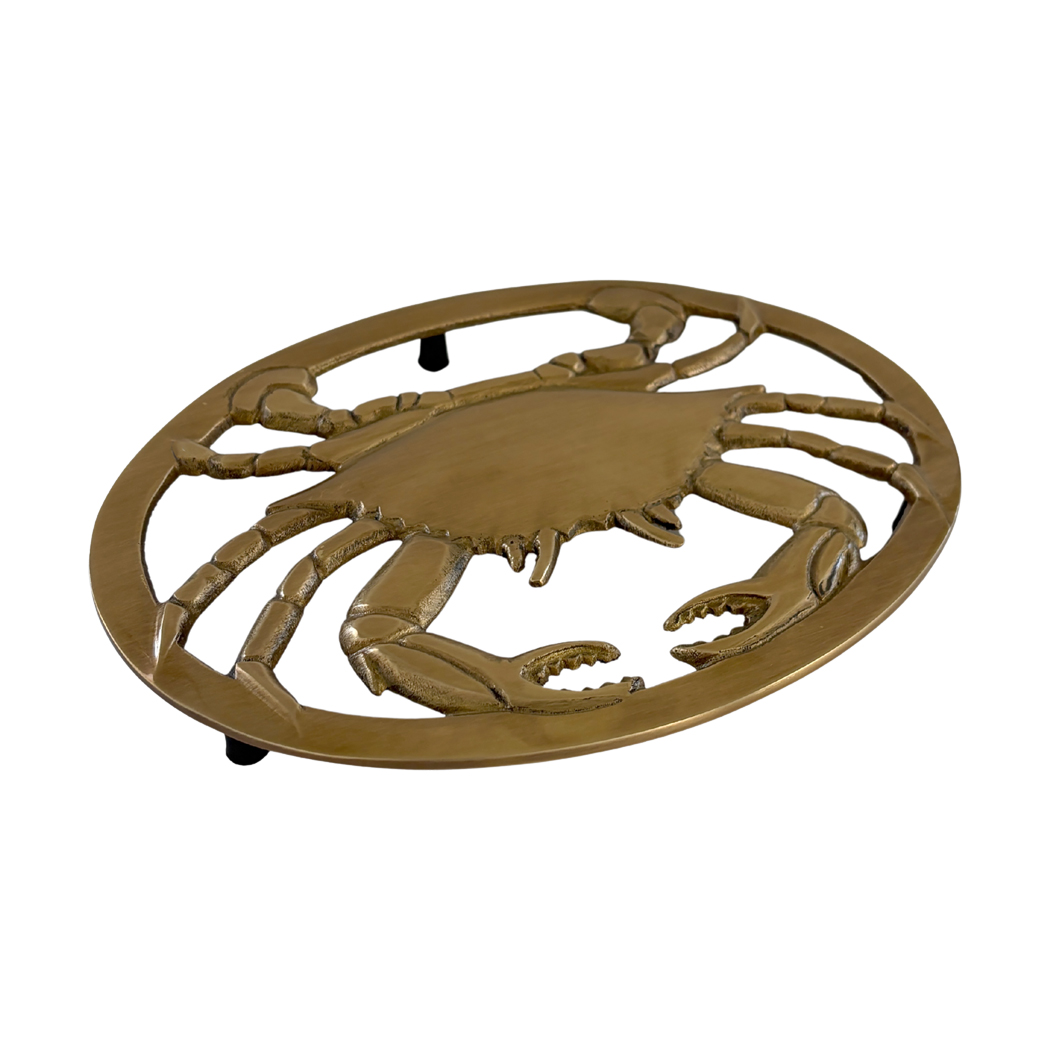 Nautical Decor & Souvenirs Nautical 8″ Antiqued Brass Blue Crab Trivet ...